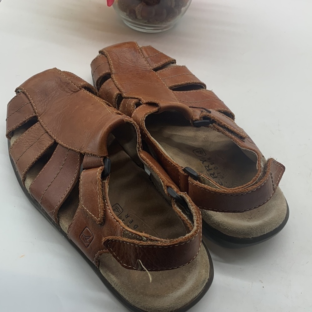 Sperry Brown Leather Fisherman Sandals Sz 9. MS1349C - Picture 4 of 8